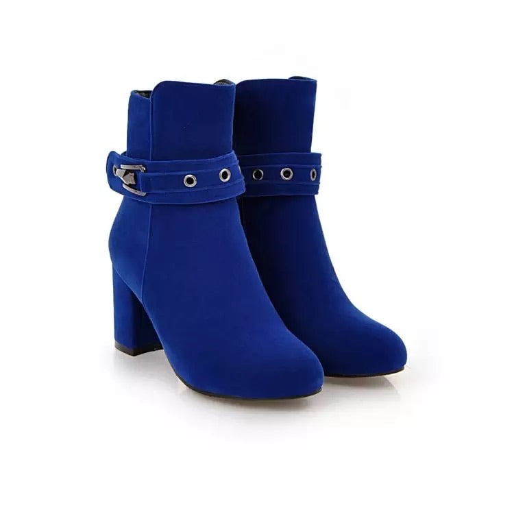 Velvet Buckle Boots