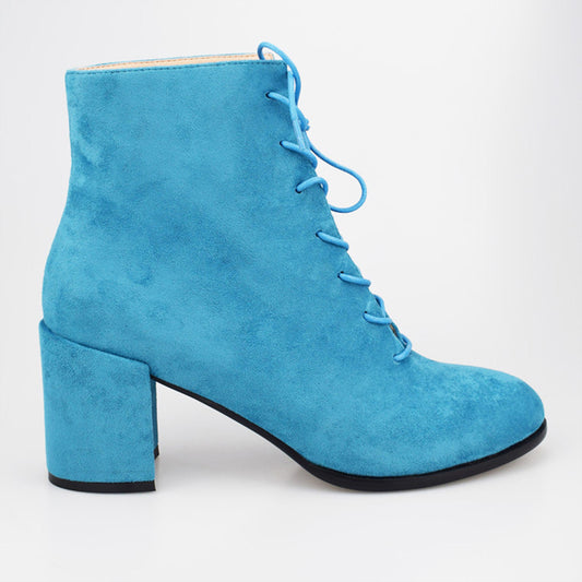 Velvet Lace Up Chunky Heel Shoes