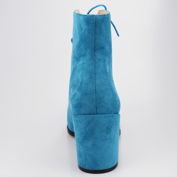 Velvet Lace Up Chunky Heel Shoes