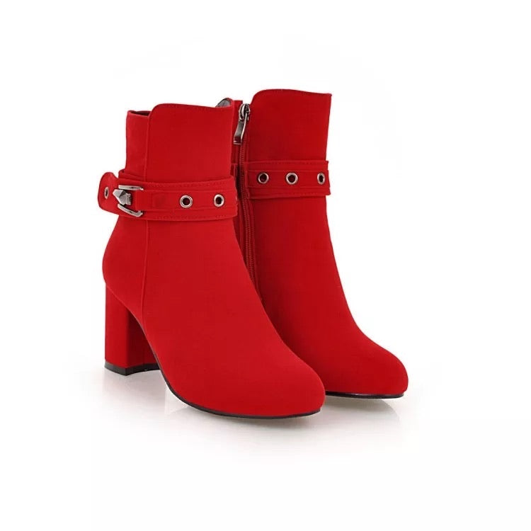 Velvet Buckle Boots