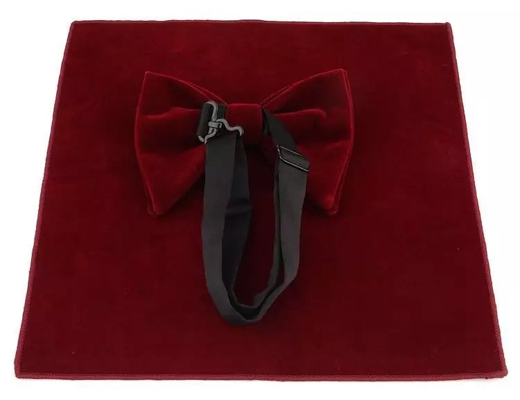 Velvet Bow Tie & Hankerchief