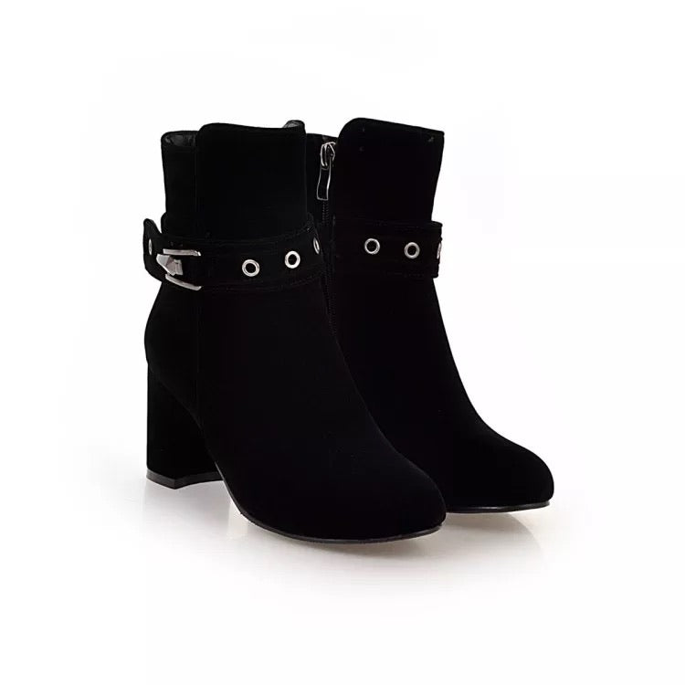 Velvet Buckle Boots