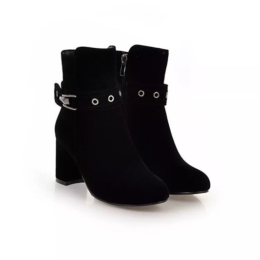 Velvet Buckle Boots