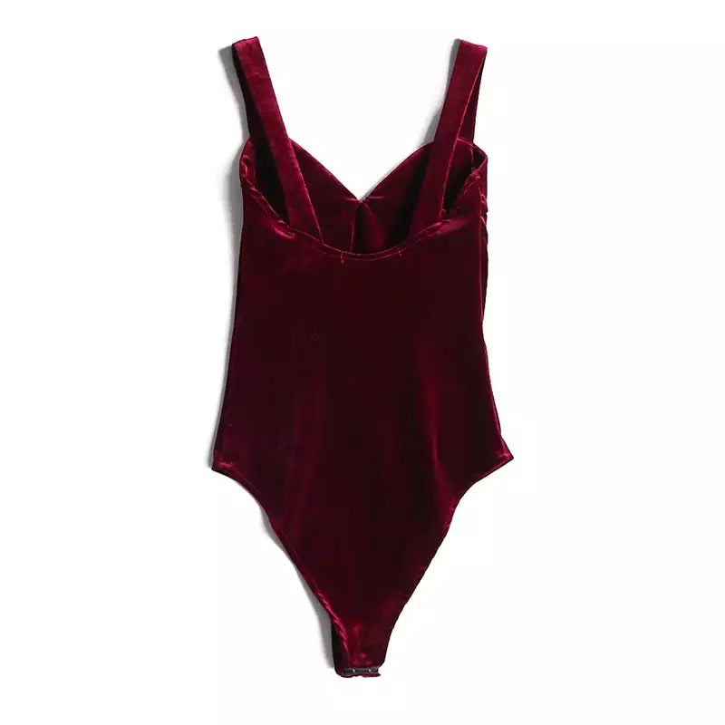 Velvet V-Neck Bodysuit